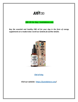 CBD Oil For Dog | Justcbdstore.com