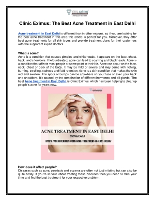 Clinic Eximus  The Best Acne Treatment in East Delhi