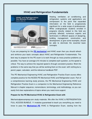 HVAC and Refrigeration Fundamentals