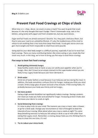 Prevent Fast Food Cravings at Chips o’clock
