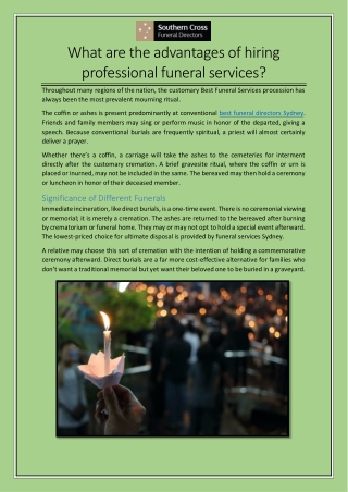 What are the advantages of hiring professional funeral services