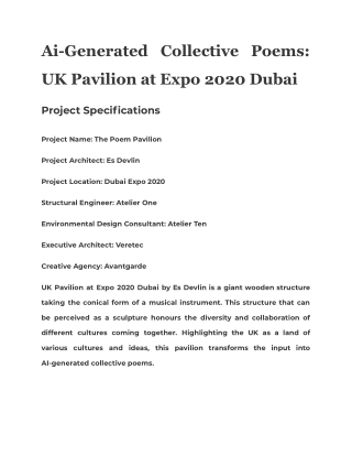 Ai-Generated Collective Poems: UK Pavilion at Expo 2020 Dubai