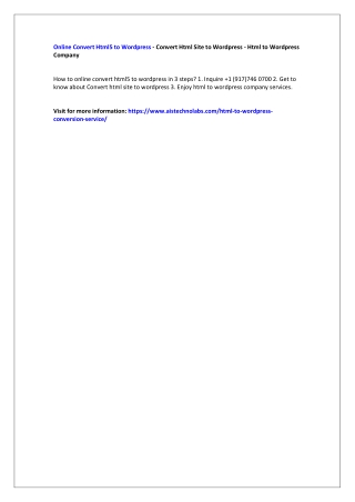Online Convert Html5 to Wordpress - Convert Html Site to Wordpress