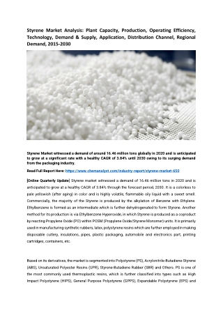 Styrene Market Size, Share, Trends, Growth, 2030