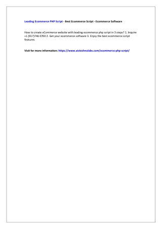 Leading Ecommerce PHP Script - Best Ecommerce Script - Ecommerce Software