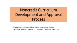 Noncredit Curriculum Development and Approval Process