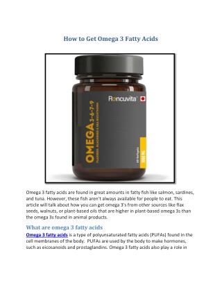 How to Get Omega 3 Fatty Acids