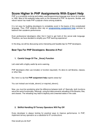 Score Higher In PHP Assignments With Expert Help: Smart Tips