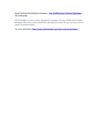 Smart Contract Development Company - Top Certified Smart Contract Developer