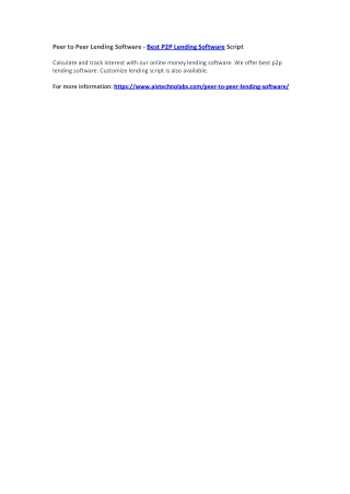Peer to Peer Lending Software - Best P2P Lending Software Script