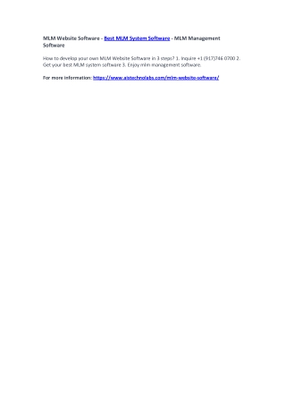 MLM Website Software - Best MLM System Software - MLM Management Software
