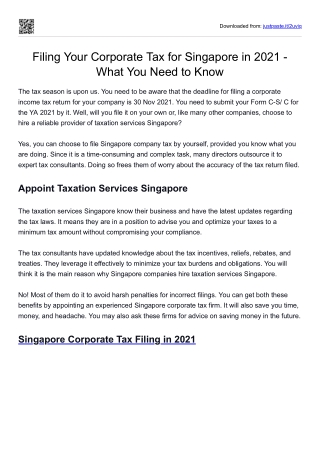 taxation services Singapore