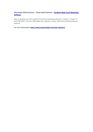 Affordable MLM Software - Cheap MLM Software - Excellent Multi Level Marketing