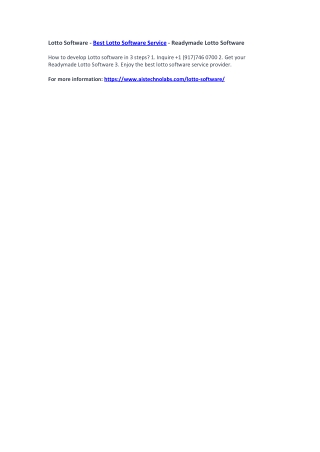 Lotto Software - Best Lotto Software Service - Readymade Lotto Software