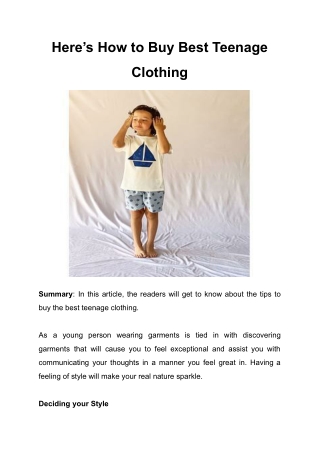 Here’s How to Buy Best Teenage Clothing.docx