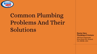 Some Common Plumbing Problems And Their Solutions