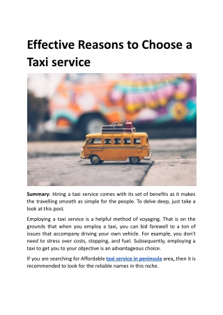 Effective Reasons to Choose a Taxi service.docx