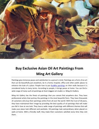 Buy Exclusive Asian Oil Art Paintings From Ming Art Gallery