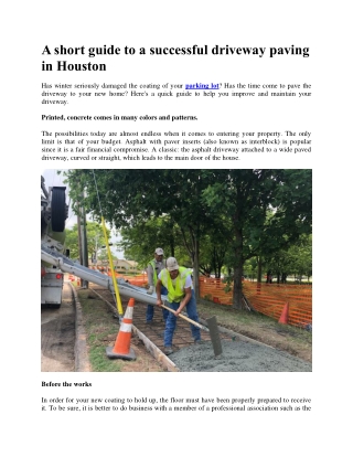 Short guide to a successful driveway paving in Houston