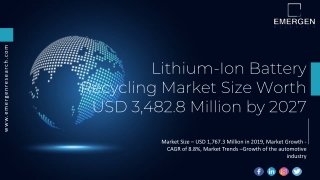 Lithium-Ion Battery Recycling Market Size Worth USD 3,482.8 Million by 2027