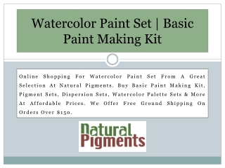 Watercolor Paint Set | Basic Paint Making Kit | Natural Pigments