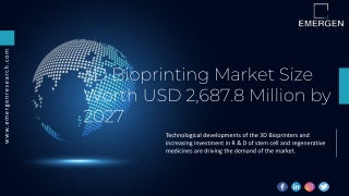3D Bioprinting Market Size Worth USD 2,687.8 Million by 2027