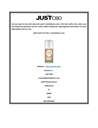 Cbd Cream For Pain  Justcbdstore.com