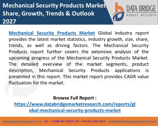 Mechanical Security Products Market Industry Synopsis, Future Demands, Growth