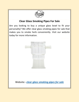 Clear Glass Smoking Pipes For Sale