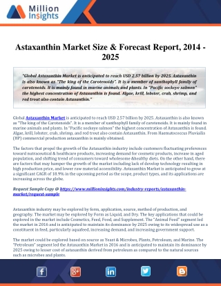 Astaxanthin Market Is Anticipated To Reach USD 2.57 Billion By 2025