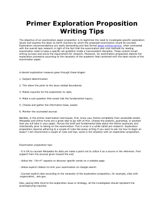 Primer Exploration Proposition Writing Tips