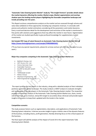 Automatic Tube Cleaning System Market