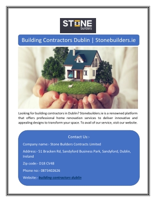 Building Contractors Dublin | Stonebuilders.ie