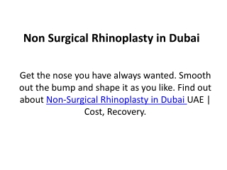 Non Surgical Rhinoplasty in Dubai