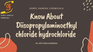 Guide On Diisopropylaminoethyl chloride hydrochloride By Shree Ganesh Chemicals
