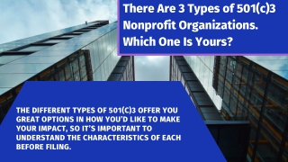 3 Types of 501(c)3 Nonprofit Organizations.