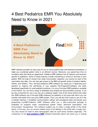 4 Best Pediatrics EMR You Absolutely Need to Know in 2021