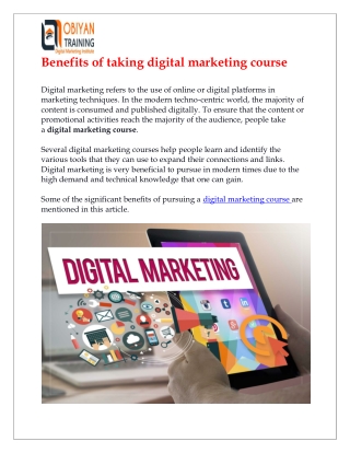 Benefits of taking digital marketing course