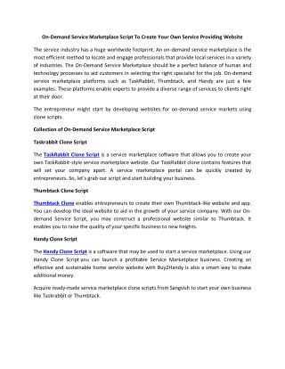 On-Demand Service Marketplace Script To Create Your Own Service Providing Website
