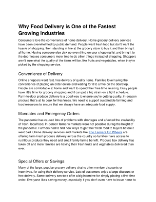 Why Food Delivery is One of the Fastest Growing Industries