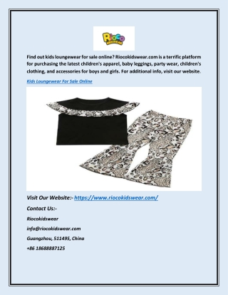 Kids Loungewear For Sale Online | Riocokidswear.com