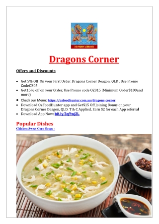 5% off - Dragons Corner Asian Menu Deagon, QLD