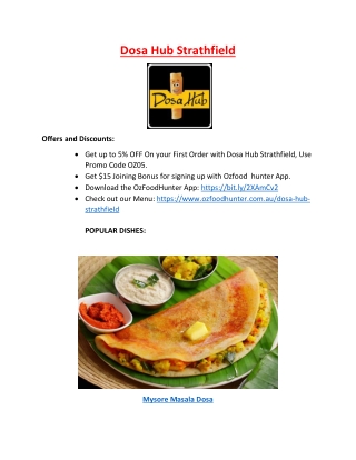 5% Off - Dosa Hub Indian Restaurant Menu Stathfield, NSW