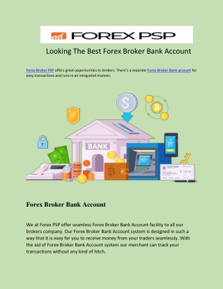 Looking The Best Forex Broker Bank Account