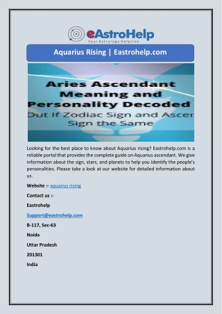 Aquarius Rising | Eastrohelp.com