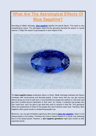 What Are The Astrological Effects Of Blue Sapphire