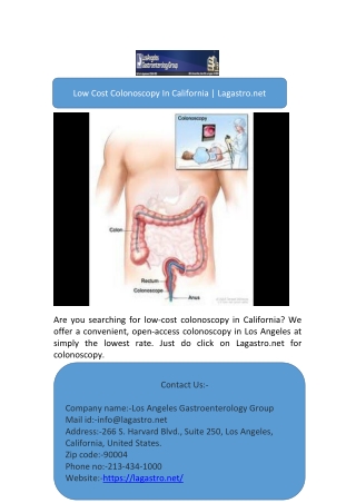 Low Cost Colonoscopy In California | Lagastro.net