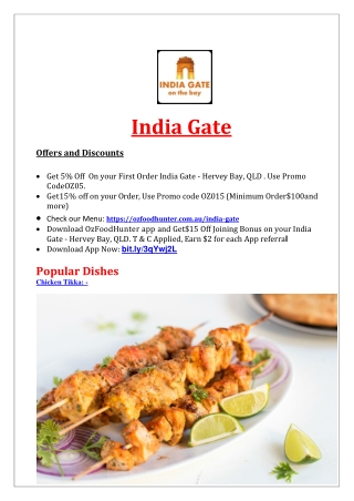 5% Off - India Gate Restaurant Menu Hervey Bay, QLD