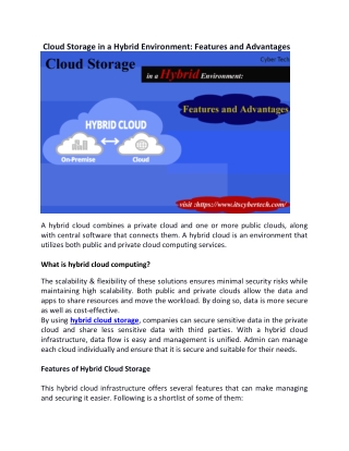 Cloud Storage in a Hybrid Environment Features and Advantages