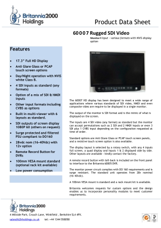 Rugged Military Displays | 60007 Rugged SDI Video Monitor